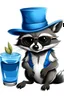 Placeholder: make the drink blue and make the raccoon wear sunglasses and sombrero.