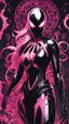 Placeholder: A close picture to Mix between gwenpool and symbiote, symbiote mask, pink and black custom, intricate details, highly detailedin in solo leveling shadow art style