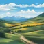 Placeholder: country side,mountains at far ,bluesky,pretty clouds