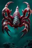Placeholder: A hyper-realistic 3D Surreal digital painting, Demonic scorpion , rich deep teal background, dreamlike imagery, fantastical elements, perfect body ,dymond ,