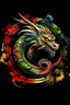 Placeholder: dragon paint logo, leather background