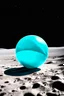 Placeholder: Turquoise glassy beach ball, on the moon, old kodachrome, scratches, bokeh