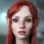 Placeholder: female red elf, elf portrait, portrair, elf head, elf face, big eyes, smile, elf with makeup, happy, 8k resolution, high-quality, fine-detail, fantasy, incredibly detailed, ultra high resolution, 8k, complex 3d render, cinema 4d