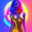 Placeholder: latin woman teenager, few freckles, gold teeth, inflatable shelter, purpurin, retro futuristic, latex dress, gradient color, BLUE, PINK, CYAN, neon, insanely detailed, 16k resolution, perfect eyes, cinematic smooth, intricate detail