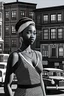 Placeholder: african city, noir character, black and white, 4k, realistic, 1930s style