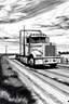 Placeholder: Outline art, no shading, truck on the road, black and white, no shading, ow detail, --ar 9:11