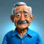 Placeholder: Generate a fully realistic Disney-style avatar in 4K resolution featuring a south east asian grandpa with black hair, a dark tan skin , a small, soft, smiling eyes and a soft smile facial expression. The character should be dressed in a blue striped shirt consisting of light blue and dark blue.