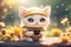 Placeholder: A cute chibi anime beekeeper cat, beehive, bees in sunshine, ethereal, cinematic postprocessing, bokeh, dof