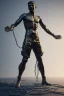 Placeholder: Full body Cyberpunk Greek statue of a man in chains , future classic, unreal engine, epic high details high quality