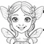 Placeholder: realistic FAIRY, adult, face view, cute, smile, beautiful, full view, realistic, coloring page, only draw lines, coloring book, clean line art, wildlife-inspired, kid style, –no sketch, color, –ar 3:4, white background, minimalistic black lines, 8k, minimal black color, low level black colors, coloring page, use pure black and white colors, avoid thick black colors, thin black line art, avoid colors, perfect shape, perfect clear lines, clear edges, white background,