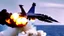 Placeholder: fighter jet fires missile at passenger 747 plane and it explodes over the ocean