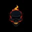 Placeholder: minimalistic burning skull flame cyberpunk logo