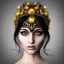 Placeholder: dark fantasy character face intricate flower headgear ultra sharp illustration digital cgi