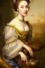 Placeholder: Potrait of young woman as rococo oil panting no rambut as