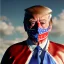 Placeholder: realistic image of donald trump as a mexican wrestling fighter posing outdoors, Mexican eyes wrestling mask, red and blue breeches, confederate flag cape, retro style, 80s, vibrant color, highly detailed, sky background, concept art, unreal engine 5, god rays, ray tracing, RTX, lumen lighting, ultra detail, volumetric lighting, 3d, finely drawn, high definition, high resolution.