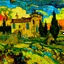 Placeholder: Yellow electric ruins painted by Vincent van Gogh