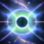 Placeholder: cosmos, metallic sky stars, sky blue light, blue light, green moons with neon rings, 8k resolution, detail