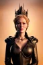 Placeholder: Cersei Lannister as evil queen in black leather coat, busty, cleavage, voluptuous, lena headay, angry, stern look. character design by cory loftis, fenghua zhong, ryohei hase, ismail inceoglu and ruan jia. unreal engine 5, artistic lighting, highly detailed, photorealistic, fantasy