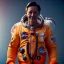 Placeholder: an astronaut in space, highly detailed, orange puffer jacket, 3d render