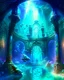 Placeholder: Atlantis palace dungeon room dungeon with a chrome cube floating over it painterly sci fi fantasy art