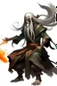 Placeholder: Air genasi from dnd with ashesen skin and asian flowing hair herematerial smoke Monk attire with ash giant Black Smoke Some hair Which Moke around him