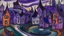 Placeholder: A purple spooky village painted by Edvard Munch