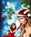 Placeholder: woman elve. Christmas scene. poster. marvel comic. low-key