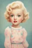 Placeholder: Old illustration of marilyn monroe as a toddler, style of mary blair, pastel colors