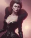 Placeholder: evil queen in black leather gown, busty, cleavage, angry, emperious, 8k resolution concept art portrait by Greg Rutkowski,