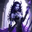 Placeholder: drow elf woman, sorceress, enchantress, dark hair, purple skin, demonic, digital art, dark fantasy