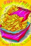 Placeholder: DRAW TO COLORING OF FOOD A BAG OF CHIPS, CARTOON STYLE, LOW DETAILS, THICK LINES