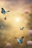Placeholder: Bubbles and Butterflys flying to the sky at daybreak