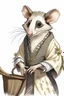 Placeholder: A drawing of an opossum in a male medieval maid outfit