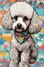 Placeholder: poodle, in the style of manga, 343000, High Detail, Geometric background , colorful