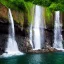 Placeholder: Cybeepunk picture, fantasy, cave water falls, highest peak island,