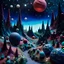 Placeholder: Detailed creepy landscape made of modeling clay, stars and planets, Roger Dean, Tim Burton, strong texture, Ernst Haekel, extreme detail, Max Ernst, decal, rich moody colors, sparkles, bokeh, odd