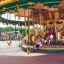 Placeholder: Turtle playing on the carousel in the amusement park