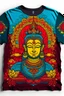 Placeholder: aesthetic T-shirt design inspired by Indian culture. showcase the richness of colours and effects. the designs on the cloth needs to be embroidery of thick threads.