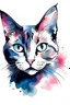 Placeholder: high quality, logo style, Watercolor, powerful ILLUSTRATION CAT face logo facing , no black ground, vector, 4k