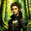 Placeholder: create an oil and watercolor full body portrait of a young, nomadic goth punk forest elf female fantasy art character, with highly detailed, sharply lined facial features, in the deep forest of Brokilon , finely inked, 4k in the style of Maxfield Parrish