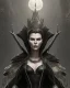 Placeholder: old evil queen in black leather gown, volouptous, busty, cleavage, angry, emperious, 8k resolution concept art portrait by Greg Rutkowski,