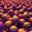 Placeholder: a field of 1000s of cartoonish, anatomically correct, skulls, vivid RANDOM BRIGHT neon colors, dark comedy, well lit, high detail, photorealistic, horrorcore, fun, scary, dead