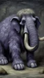 Placeholder: A grayish purple ice elemental woolly mammoth designed in Scandinavian folk art painted by Gustave Courbet
