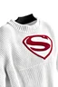 Placeholder: Men's Superman's Balenciaga sweater Winter elegant inspired by Superman's emblem design white tones with dual color on a white background, product catalog photography, soft spot lighting, depth of field, 4k –ar 3:5 –q 2