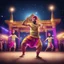 Placeholder: Hyper Realistic Punjabi Bhangra Dance At Night with celebration stage background