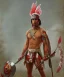 Placeholder: Guaicaipuro, native american, 30 years old, Muscular warrior, red feathers headdress, shirtless