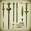 Placeholder: ConceptSheet: A document showing a super powerful set of lime leaf druidic espadon swords and maces of incomprehensible power.