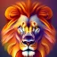 Placeholder: Lion portrait, bright colors, triangles, centered, detail, 8k resolution,