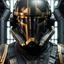 Placeholder: star wars bald male corellian pilot wearing dark gunmetal grey and black First Order special forces TIE pilot armored flightsuit and helmet with gold trim inside the jedi temple, centered head and shoulders portrait, hyperdetailed, dynamic lighting, hyperdetailed background, 8k resolution, volumetric lighting, light skin, fully symmetric details