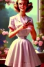 Placeholder: housewife, 1950s painting, cute, beautiful, wholesome